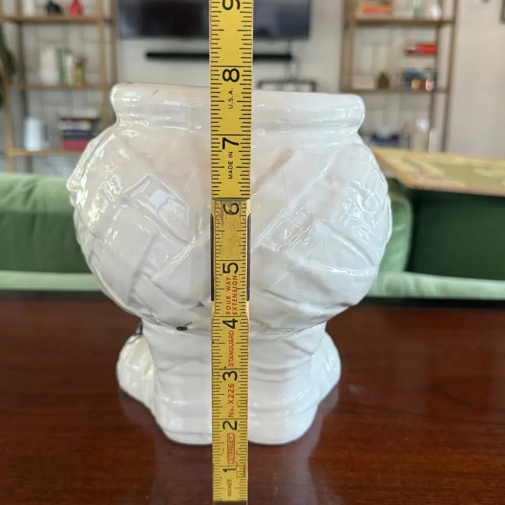 White Ceramic Cute Mummy Open Top Jar Vase Planter Bowl‎